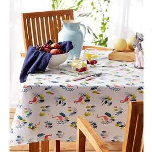 Danica Fiji Island with exotic birds vinyl tablecloth for inside or patio NWT